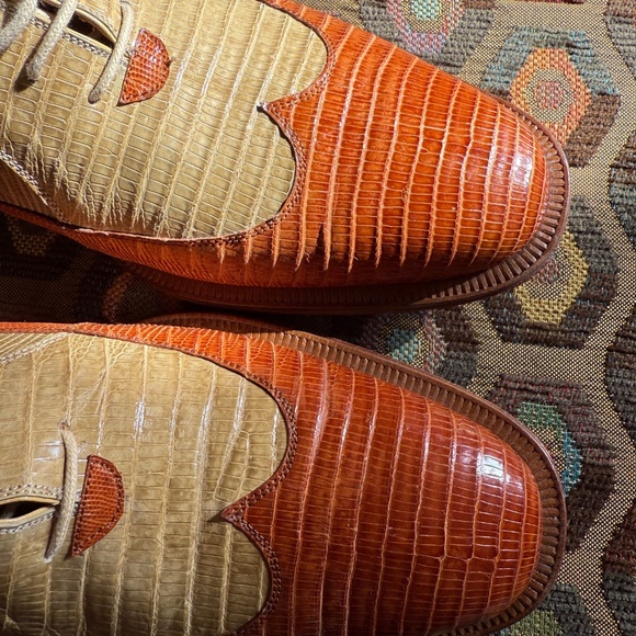 David Eden Teju lizard "TWIST" spectators men's 9 caramel/bone + box, bag, trees - Picture 5 of 14